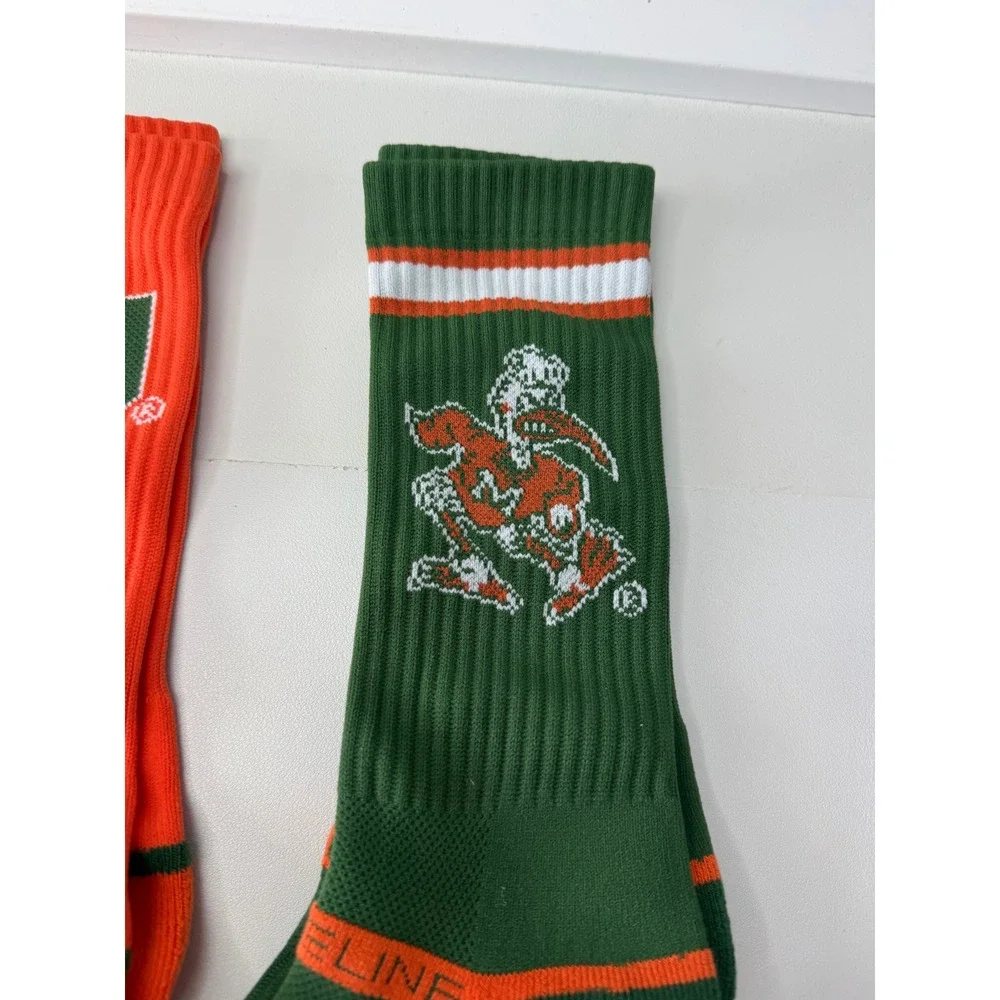 Strideline Miami Hurricanes NCAA Premium Cushion Crew Socks 3 Pack Mens M/L NEW